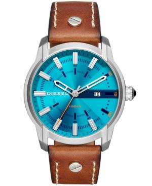 Diesel Men's Armbar Brown Leather Strap Watch 46x50mm