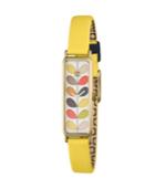 Orla Kiely Watch, Yellow Leather Strap With Buckle Closure