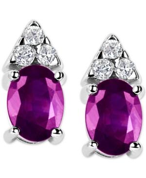 Pink Sapphire (2 Ct. T.w.) & Diamond (1/5 Ct. T.w.) Stud Earrings In 14k White Gold