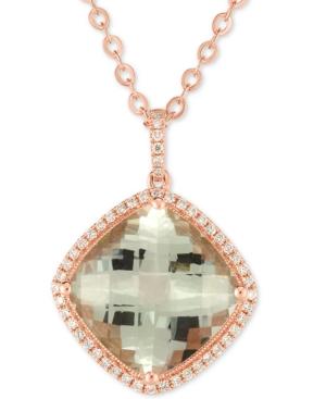 Prasiolite (10 Ct. T.w.) & Diamond (1/4 Ct. T.w.) 18 Pendant Necklace In 14k Rose Gold