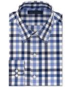 Tommy Hilfiger Nadal Collection Men's Fitted Flex Collar Persian Blue Check Performance Dress Shirt