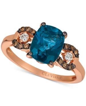 Le Vian Dep Sea Blue Topaz (2-1/3 Ct. T.w.) & Chocolate And Vanilla Diamond (1/5 Ct. T.w.) In 14k Rose Gold