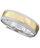 Men's 14k Gold And 14k White Gold Ring, Milgrain Edge (size 6-13)