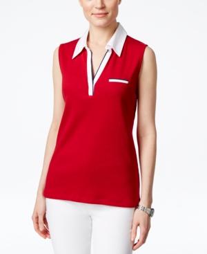Karen Scott Colorblocked Sleeveless Polo Top, Only At Macy's