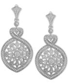 Diamond Fancy Openwork Drop Earrings (1/3 Ct. T.w.) In Sterling Silver