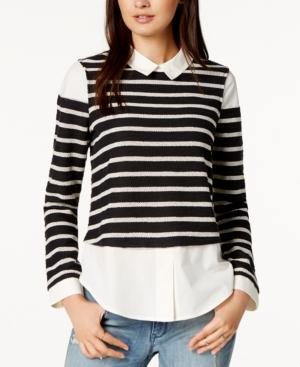 Maison Jules Striped Layered-look Sweater, Created For Macy's