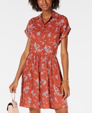 Be Bop Juniors' Printed Rolled-sleeve Shirtdress