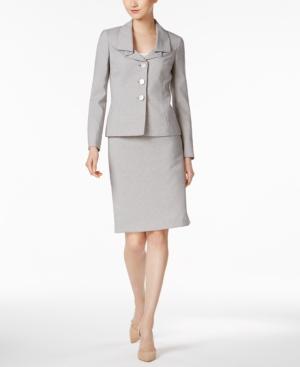 Le Suit Jacquard Ruffle-collar Skirt Suit