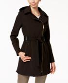Via Spiga Petite Asymmetrical Faux-leather-trim Trench Coat