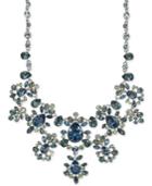 Givenchy Silver-tone Multi-blue Crystal Collar Necklace