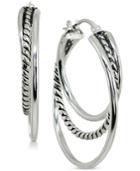 Giani Bernini Textured Triple Hoop Earrings In Sterling Silver, Created For Macy's
