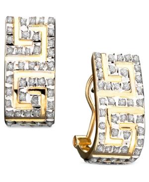 Diamond Accent Greek Key Earrings In 14k Gold