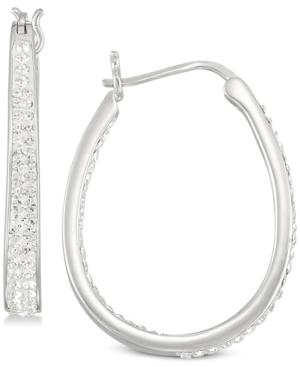 Simone I. Smith Crystal Oval Hoop Earrings In Sterling Silver