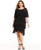 Sl Fashions Plus Size Beaded Tiered Shift Dress