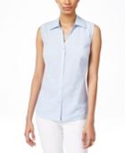 Karen Scott Sleeveless Seersucker Shirt, Only At Macy's