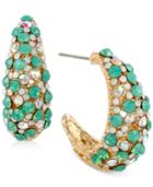 M. Haskell Gold-tone Mixed Mint Faceted Stone Hoop Earrings