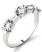 Moissanite Round And Baguette Stackable Ring (1-1/6 Ct. Tw. Diamond Equivalent) In 14k White Or Rose Gold