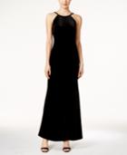 Calvin Klein Velvet Open-back Halter Gown