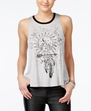 Rebellious One Juniors' Dreamcatcher Cutout-back Graphic Tank