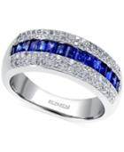 Effy Sapphire (1 Ct. T.w.) And Diamond (3/8 Ct. T.w.) Ring In 14k White Gold