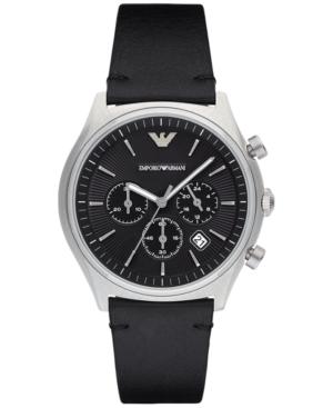 Emporio Armani Men's Chronograph Black Leather Strap Watch 43mm Ar1975