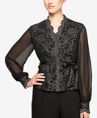 Alex Evenings Belted Lace & Chiffon Top