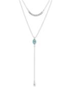 Lucky Brand Silver-tone Double Stone Layered Lariat Necklace, 19 + 2 Extender