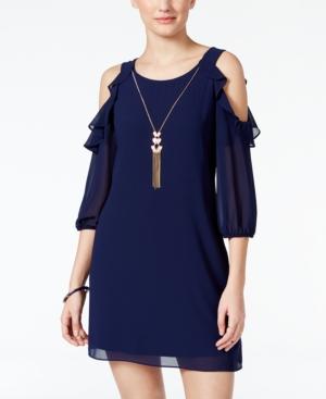Bcx Juniors' Off-the-shoulder Necklace Shift Dress
