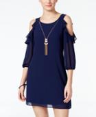 Bcx Juniors' Off-the-shoulder Necklace Shift Dress