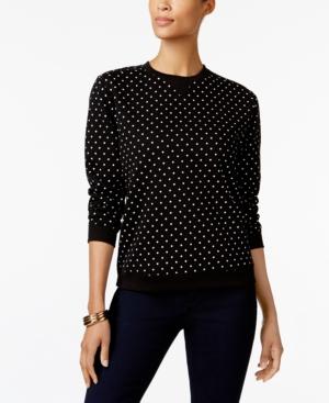 Karen Scott Petite Dot-print Sweatshirt, Created For Macy's