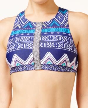 Roxy Band It Printed High-neck Racerback Crop Bikini Top Women's Swimsuit