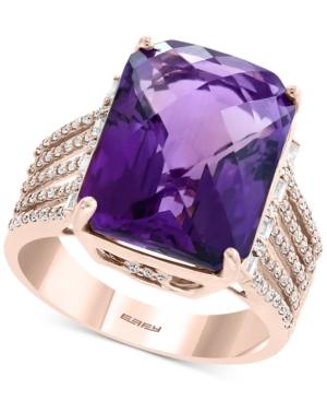 Effy Amethyst (10-7/8 Ct. T.w.) & Diamond (1/3 Ct. T.w.) Statement Ring In 14k Rose Gold