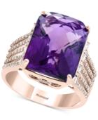 Effy Amethyst (10-7/8 Ct. T.w.) & Diamond (1/3 Ct. T.w.) Statement Ring In 14k Rose Gold
