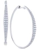 Diamond Graduated Hoop Earrings (1 Ct. T.w.) In 14k White Gold