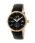 Heritor Automatic Leopold Gold & Black Leather Watches 45mm
