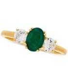 Emerald (3/4 Ct. T.w.) & White Sapphire (5/8 Ct. T.w.) Ring In 14k Gold