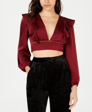 Leyden Plunging Ruffled Crop Top