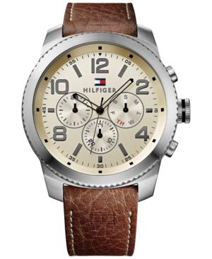 Tommy Hilfiger Men's Casual Sport Brown Leather Strap Watch 50mm 1791107