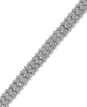 Diamond Accent Flex Bracelet In Sterling Silver-plated Brass