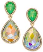 Abs By Allen Schwartz Gold-tone Stone And Pave Drop Earrings