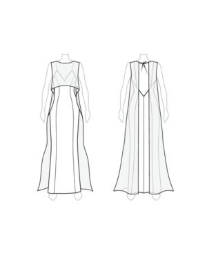 Customize: Remove Slit - Fame And Partners Full-skirt Overlay Cape Dress