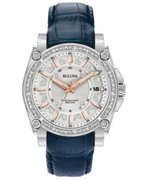 Bulova Women's Precisionist Diamond (3/4 Ct. T.w.) Blue Leather Strap Watch 40mm