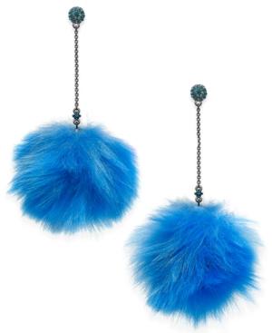 Betsey Johnson Xox Trolls Faux-fur Pom Pom Earrings, Only At Macy's