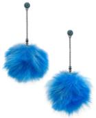 Betsey Johnson Xox Trolls Faux-fur Pom Pom Earrings, Only At Macy's