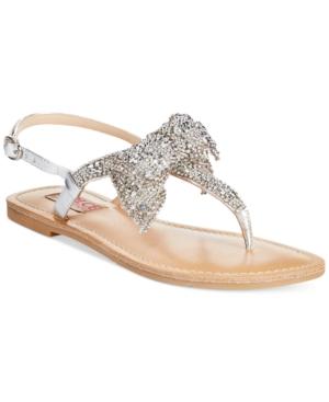 Dolce By Mojo Moxy Sienna Rhinestone Bow Flat Thong Sandals Women's Shoes