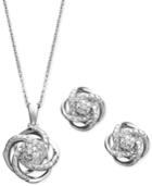 Diamond Jewelry Set, Sterling Silver Diamond Knot Pendant And Earrings Set (1/4 Ct. T.w.)