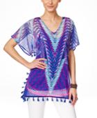 Inc International Concepts Printed Tassel-trim Cover-up, Only At Macy's