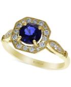 Royale Bleu By Effy Manufactured Diffused Sapphire (1 Ct. T.w.) And Diamond (1/4 Ct. T.w.) Ring In 14k Gold