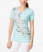 Karen Scott Striped Graphic T-shirt, Only At Macy's