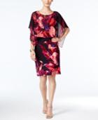 Sl Fashions Floral-print Capelet Popover Dress